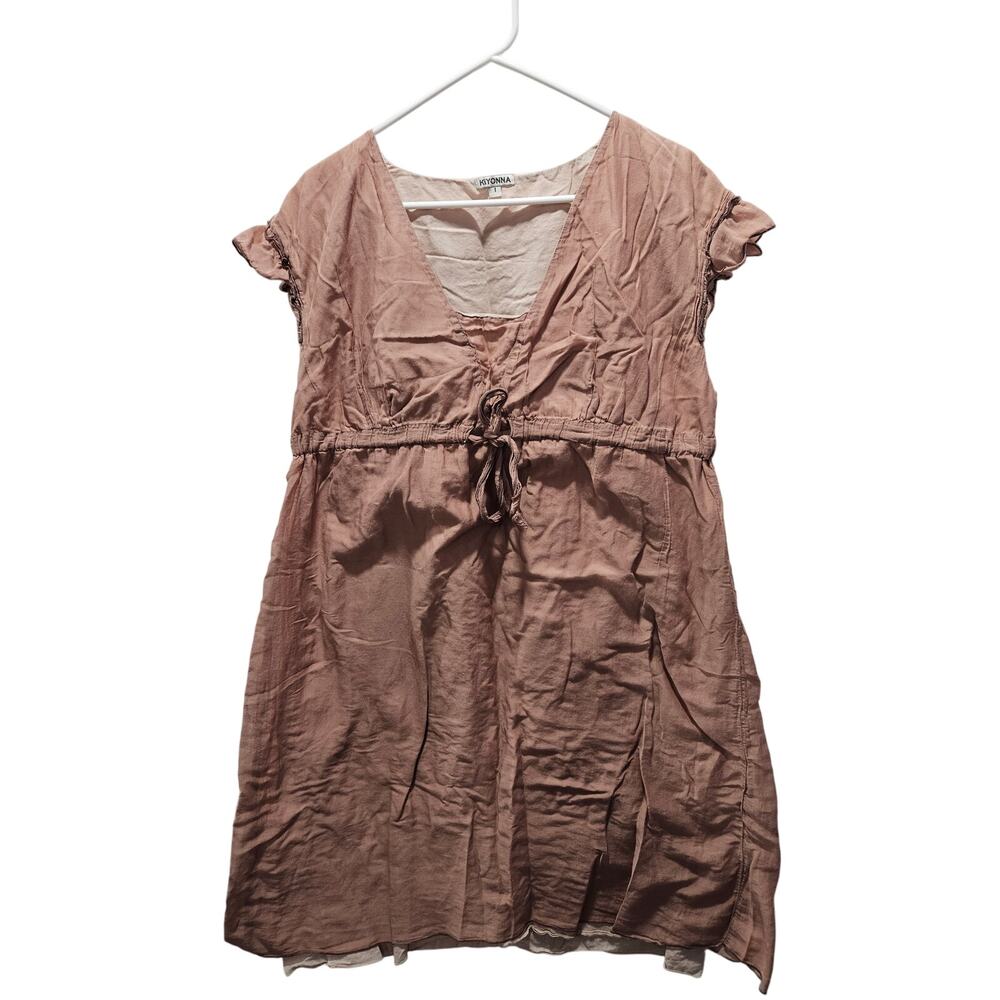 Kiyonna Silk Cotton Babydoll Dress Blush Pink Cottagecore Boho 1X